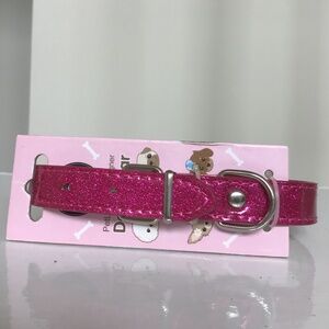 Pet London Barbie pink dog collar with crystal hearts 💕 size M
